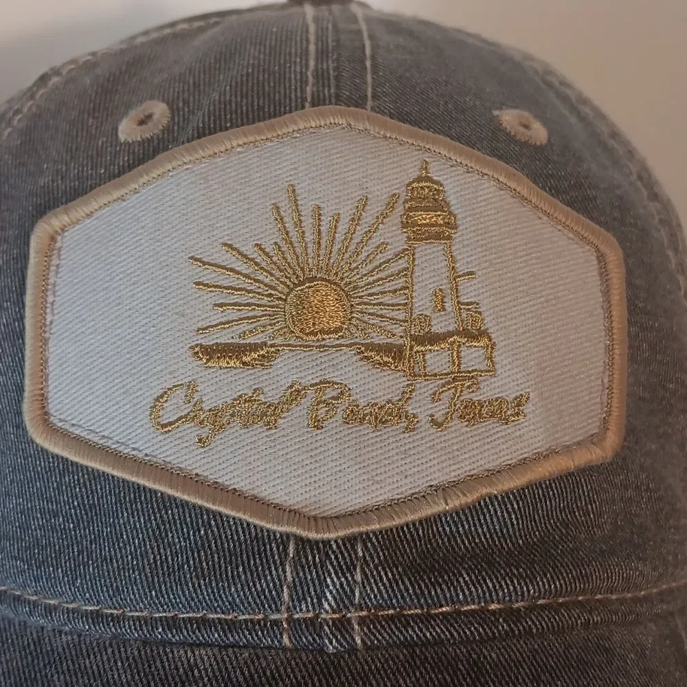 Crystal Beach Texas Gray Denim Cap